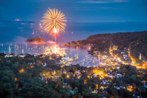 Camden Fireworks from Mount Battie